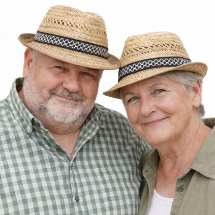 Slaměný klobouk s ozdobnou stuhou - Trilby