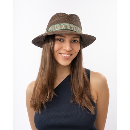 Luxusní dámský nemačkavý klobouk Fedora - ručně šitý, UV faktor 80 -  Mayser Simone Tabac