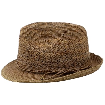 Trilby Raffia - slaměný klobouk crochet hnědý