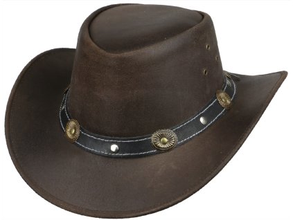 Australský klobouk kožený -  hnědý kožený klobouk SCIPPIS RENO