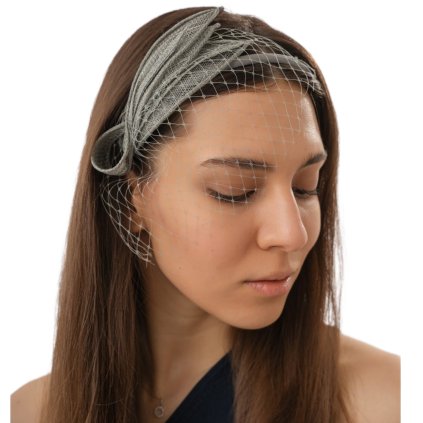 Dámský fascinátor Seeberger se závojem - zeleno-šedý