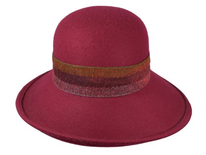 Dámský plstěný červený klobouček Cloche - Fiebig