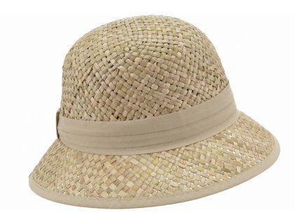 Slaměný malý cloche s béžovou stuhou - Seeberger