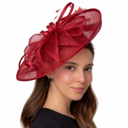 Fascinátor červený - ozdoba do vlasů