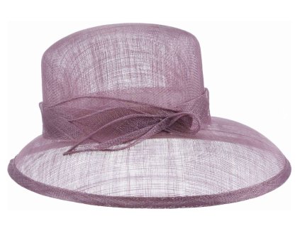 Cloche ametyst slavnostní klobouk s ozdobou - ze sisálové slámy