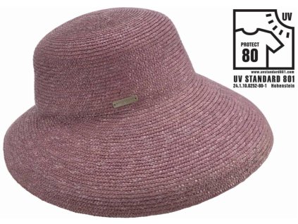 Luxusní slaměný dámský starorůžový klobouk - cloche se zkrácenou krempou vzadu