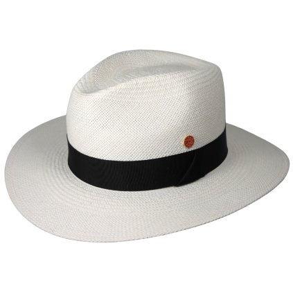 Luxusní bílý panamský klobouk Fedora s černou stuhou - Mayser Gedeon - UV faktor 80
