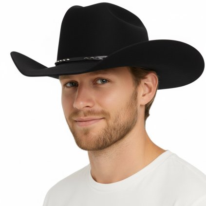 Černý kovbojský klobouk Bailey Alamo z vlněné plsti – western USA