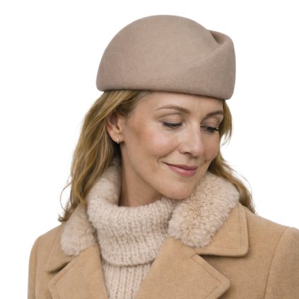 Dámská béžová plstěná lodička - plstěný baret -  Seeberger