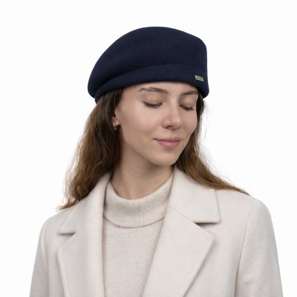 Dámská modrá plstěná lodička - plstěný baret -  Seeberger
