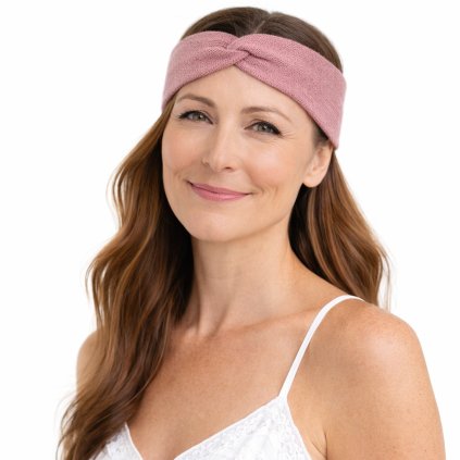 Dámská růžová čelenka od  Fiebig -  100% organická bavlna