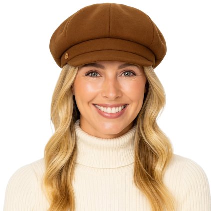 8-dílna dámská hnědá bekovka od Mayser - Camila Newsboy Cap