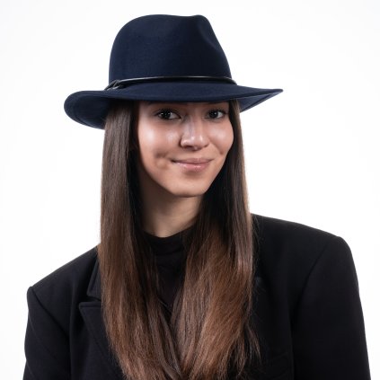 Dámský luxusní modrý klobouk s kašmírem - Pita