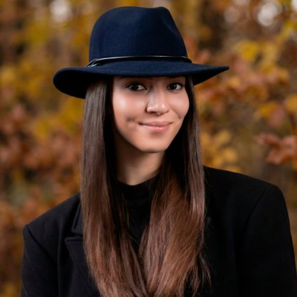 Dámský luxusní modrý klobouk s kašmírem - Pita