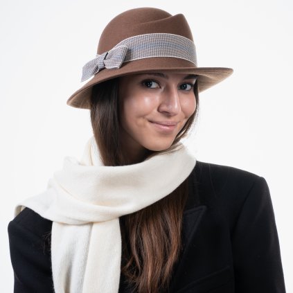 Dámský nemačkavý hnědý klobouček  - Jana