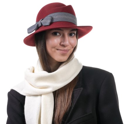 Dámský nemačkavý červený klobouček  - Jana