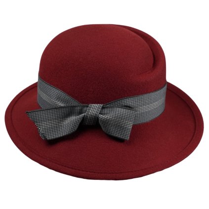 Dámský nemačkavý červený klobouček  - Jana