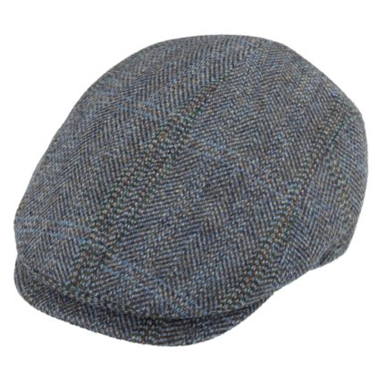 Pánská modrá vlněná bekovka - Fiebig - Harris Tweed