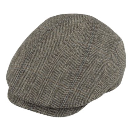 Pánská vlněná bekovka taupe - Fiebig - Harris Tweed