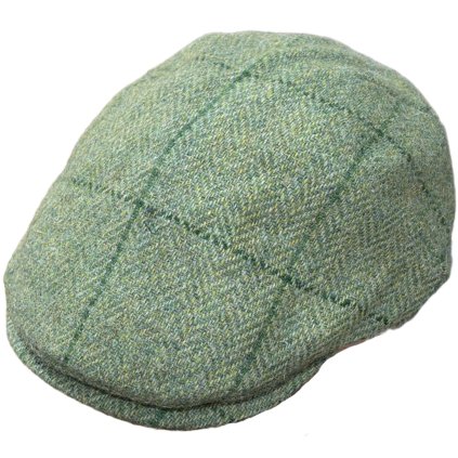 Pánská zelená vlněná kostkovaná bekovka - Harris Tweed