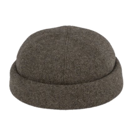 Vlněná čepice Shetland melange Taupe - Docker cap - zimní vlněná čepice