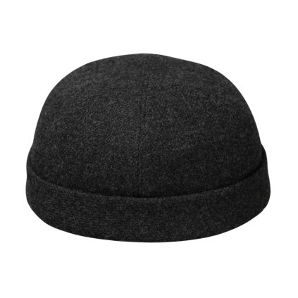 Vlněná šedá čepice Shetland melange - Docker cap - zimní vlněná čepice