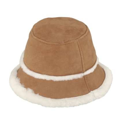 Luxusní bucket hat z ovčí kůže s kožešinovou krempou - zimní klobouk - Fiebig 1903