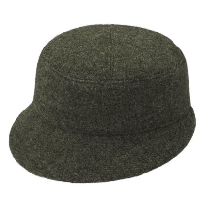 Dámský zimní vlněný bucket hat – zelená shetlandská vlna