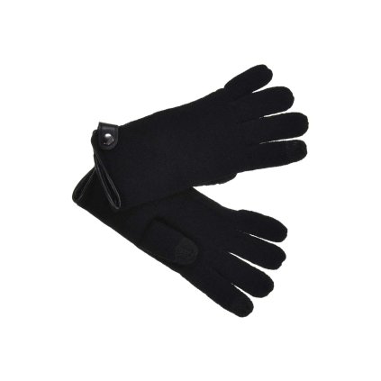 Pletené modré dámské rukavice Seeberger s funkcí Touchscreen a ozdobným knoflíkem