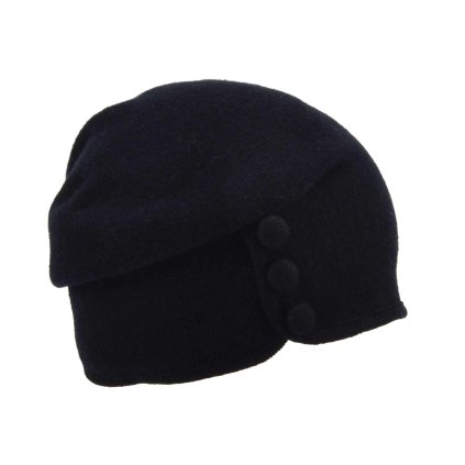 Dámská zimní čepice Seeberger s knoflíky – černá