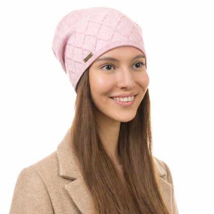 Bledě růžová viskózová čepice Fiebig
