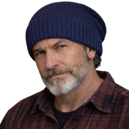 Kašmírová tmavě modrá unisex čepice Fiebig