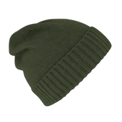 Olivová unisex čepice s kašmírem od Fiebig