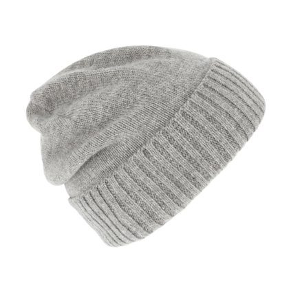 Světle šedá unisex čepice s kašmírem od Fiebig