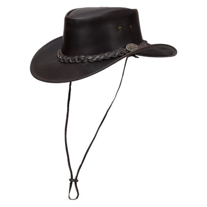 Australský klobouk kožený - hnědý kožený klobouk IronBark