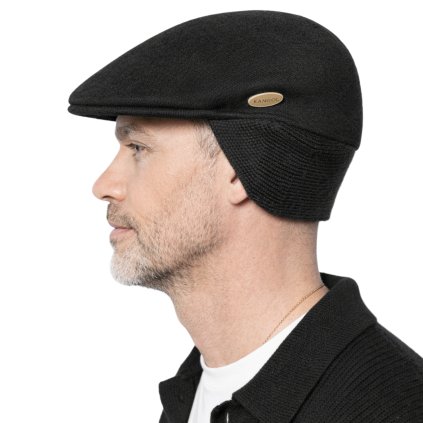 Vlněná bekovka Kangol 504 černá (ušní klapky)