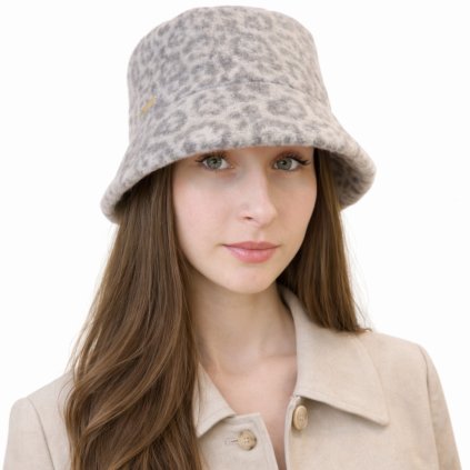 Bucket hat - zimní vlněný klobouček - Seeberger zvířecí print