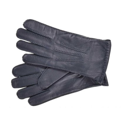 Pánské modrý kožené rukavice Seeberger z jehněčí kůže – vlna/kašmír