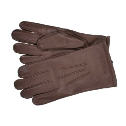 Pánské hnědý kožené rukavice Seeberger z jehněčí kůže – vlna/kašmír