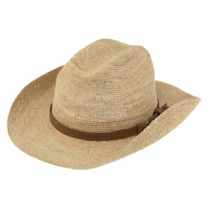 Slaměný western klobouk -  Raffia Crochet