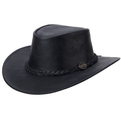 Kožený černý klobouk - BUSHIE FULLGRAIN