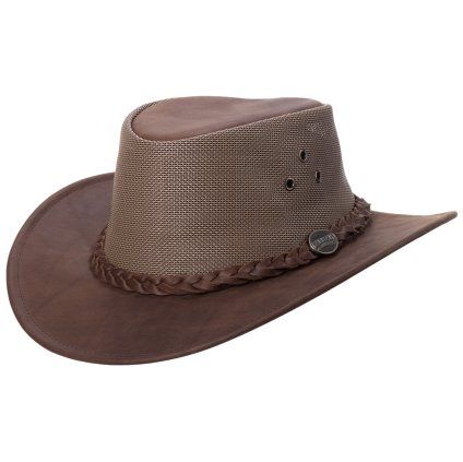 Australský světlehnědý kožený klobouk Barmah - BUSHIE FULLGRAIN COOLER
