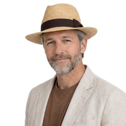 Slaměná fedora Scippis Rivera s hnědou stuhou