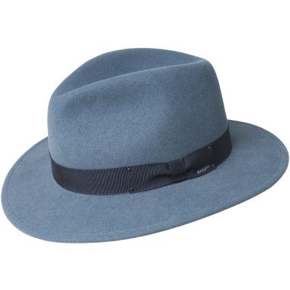 Cestovní modrý nemačkavý vlněný klobouk - Curtis LiteFelt®