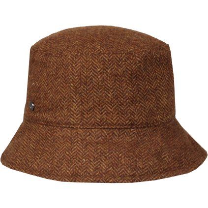 Hnědý vlněný bucket hat – zepředu