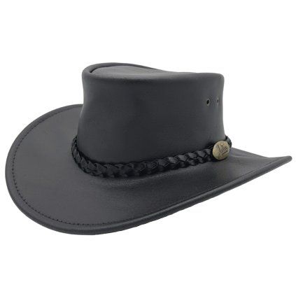 Černý kožený australský klobouk – Jacaru Swagman