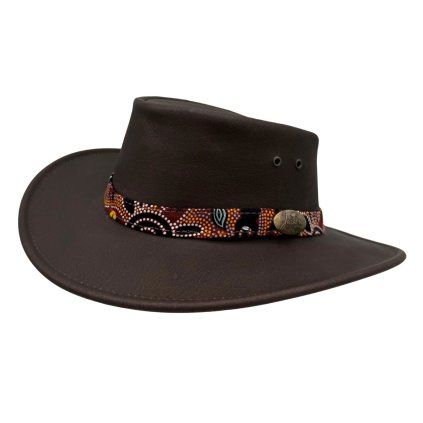 Hnědý kožený australský klobouk – Jacaru Koori