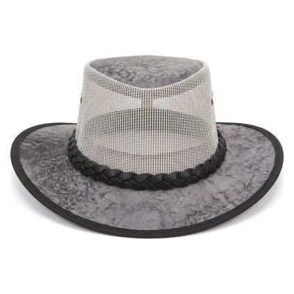 Šedý skládací kožený klobouk – Jacaru Koolaroo Stonewash