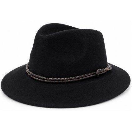 Černý cestovní voděodolný klobouk fedora – Fiebig Traveller