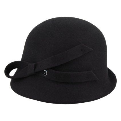 Černý dámský plstěný klobouk cloche Fléchet